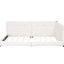 Grand lit plateforme tapissier beige avec une construction durable et une conception élégante de charge stable en lin