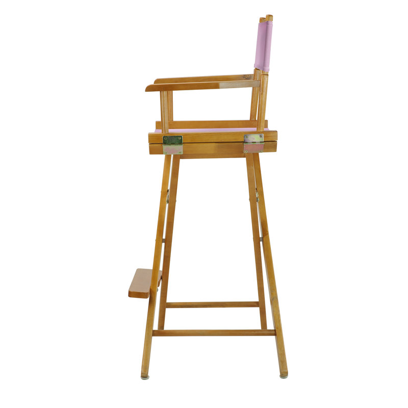 30" Folding Director Chair with Canvas, Honey Oak, Pink