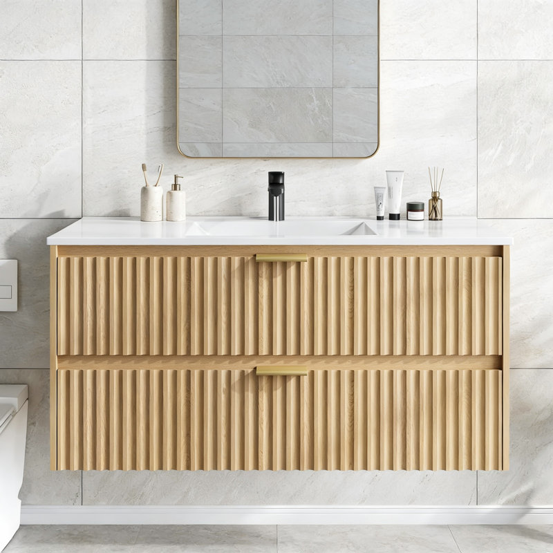 Meuble-lavabo flottant 36 po avec lavabo, 36 po, Naturel