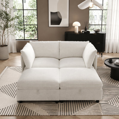 Modular Sectional Sofa, Convertible Sofa Seat With Storage, Sleeper Sectional Sofa Set, Fabric Flexible Modular Combinations for Living Room(4seats)