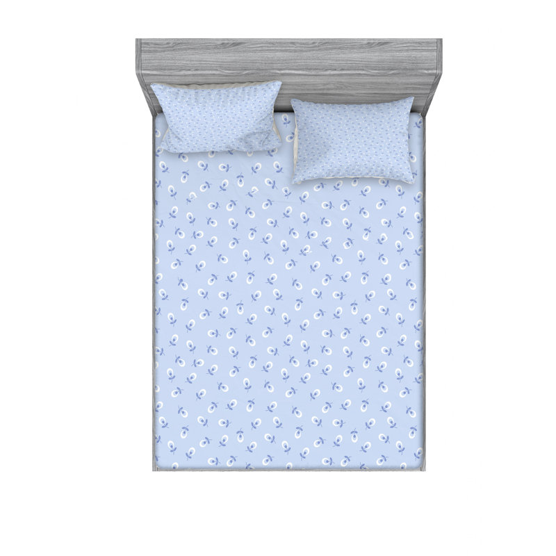 Microfiber Floral Sheet Set, Queen Sheet Set with Fitted Sheet