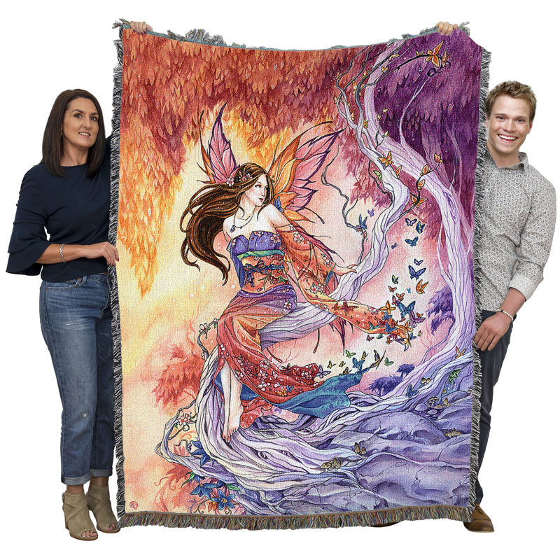 Pure Country Weavers The Edge of Enchantment Fairy Blanket by Meredith Dillman - Gift Fantasy Tapestry Throw Woven from Cotton - Made in The USA (72x54)