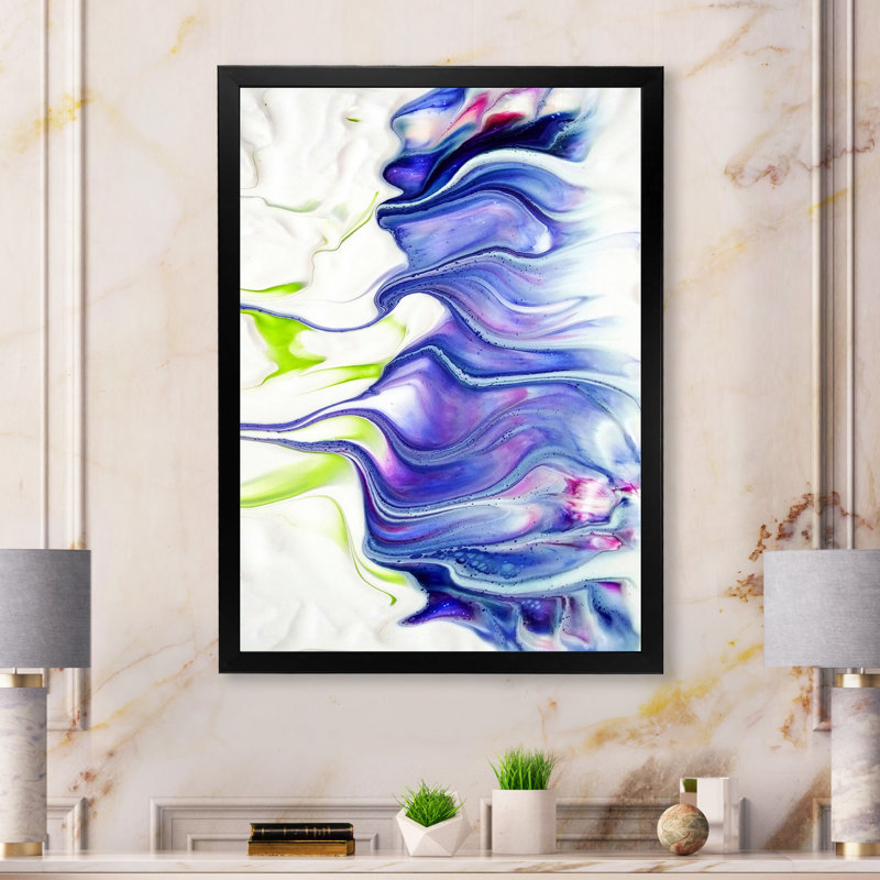 «Colorful Colorful Mixed Abstract Flii» - décoration murale moderne en toile, Cadre photo noir, H 20 po x l 12 po x P 1 po