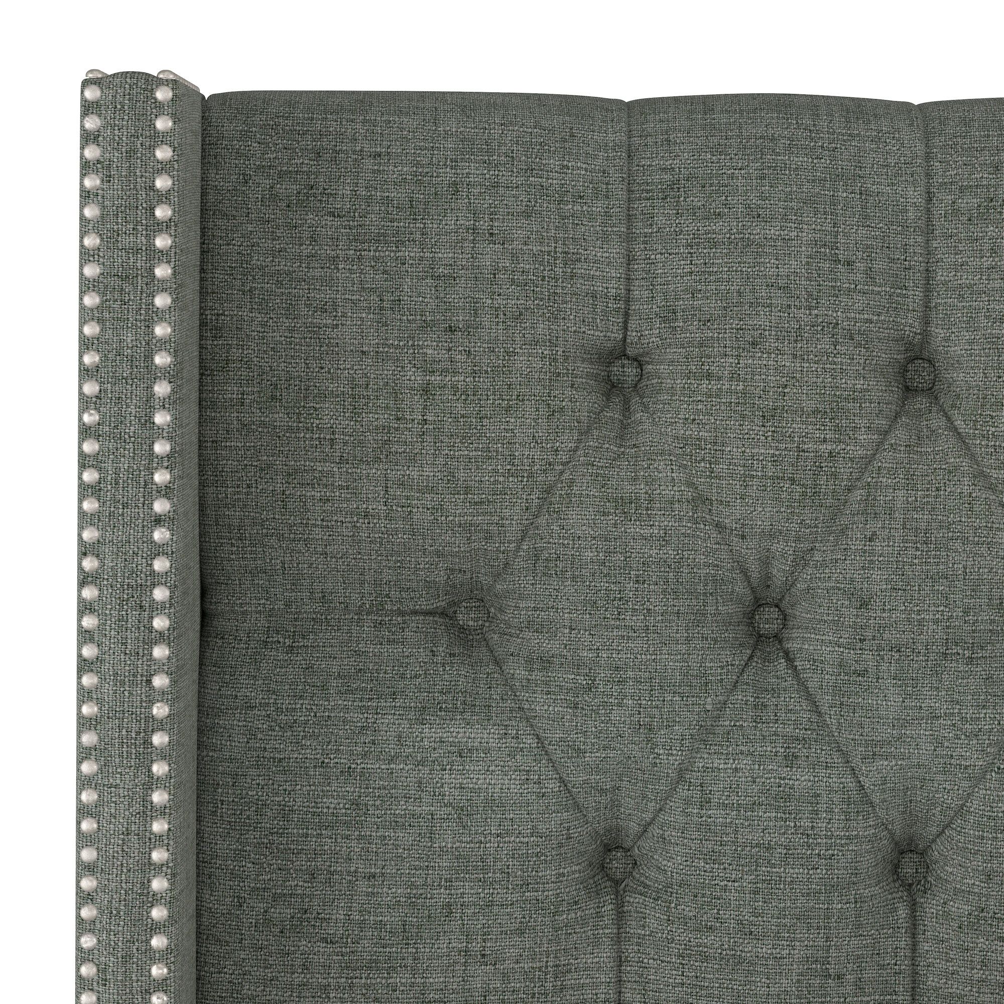 Knighten Upholstered Headboard, Zuma Charcoal Textured Linen, Full