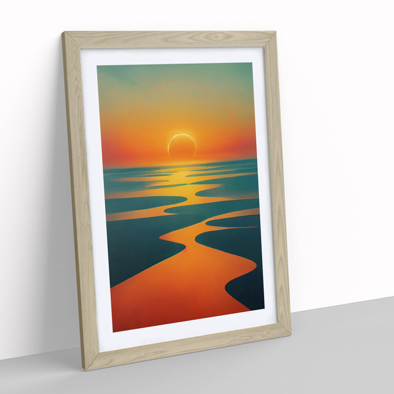 Bold Sunset View - Framed Print, 46cm H x 34cm W x 2cm D, Oak