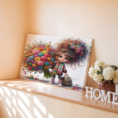 Impression d'art mural sur toile coloré avec des cheveux arc-en-ciel colorés pour le salon, la chambre à coucher, le bureau, le couloir, le vestibule, le mur de la galerie et la décoration moderne