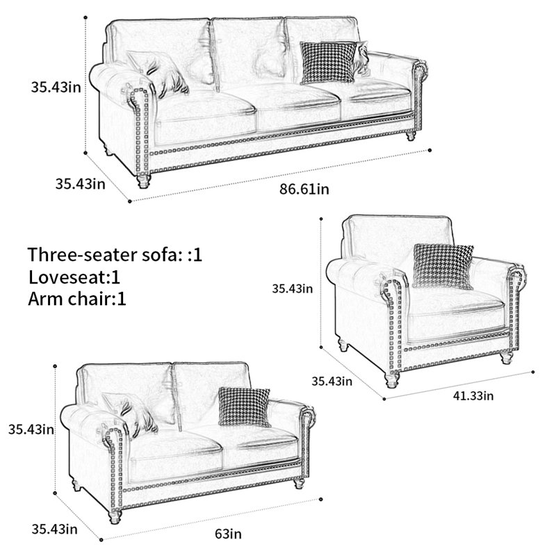 American retro simple straight row sofa
