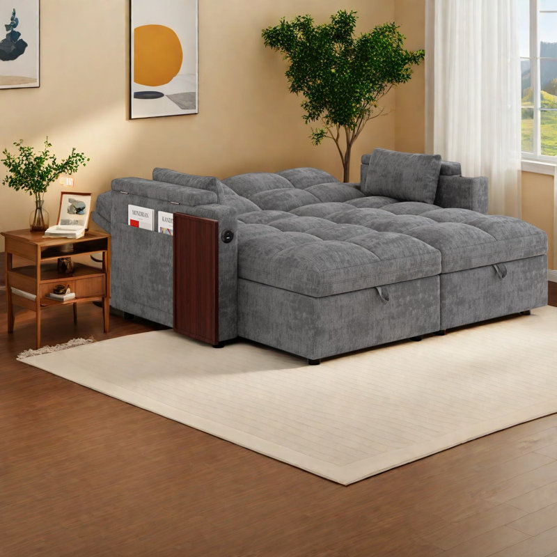 Canapés d'angle modernes avec rangement, canapé-lit en chenille de 168 cm, réglables pour la maison