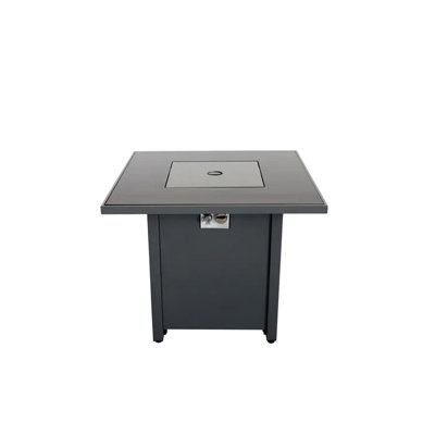 Foyer carré 30 po, protecteur en verre fumé - Table en acier inoxydable pour la rouille et la chaleur au propane / gaz naturel
