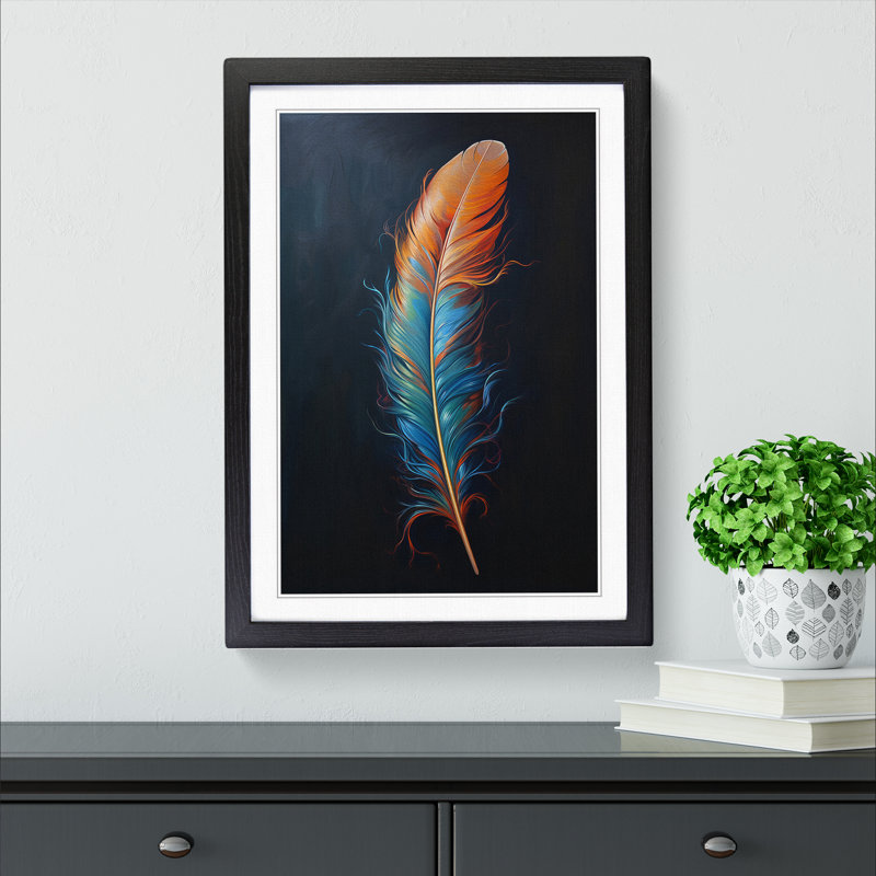 Feather Modern - Framed Print, Black, 46cm H x 34cm W x 2cm D