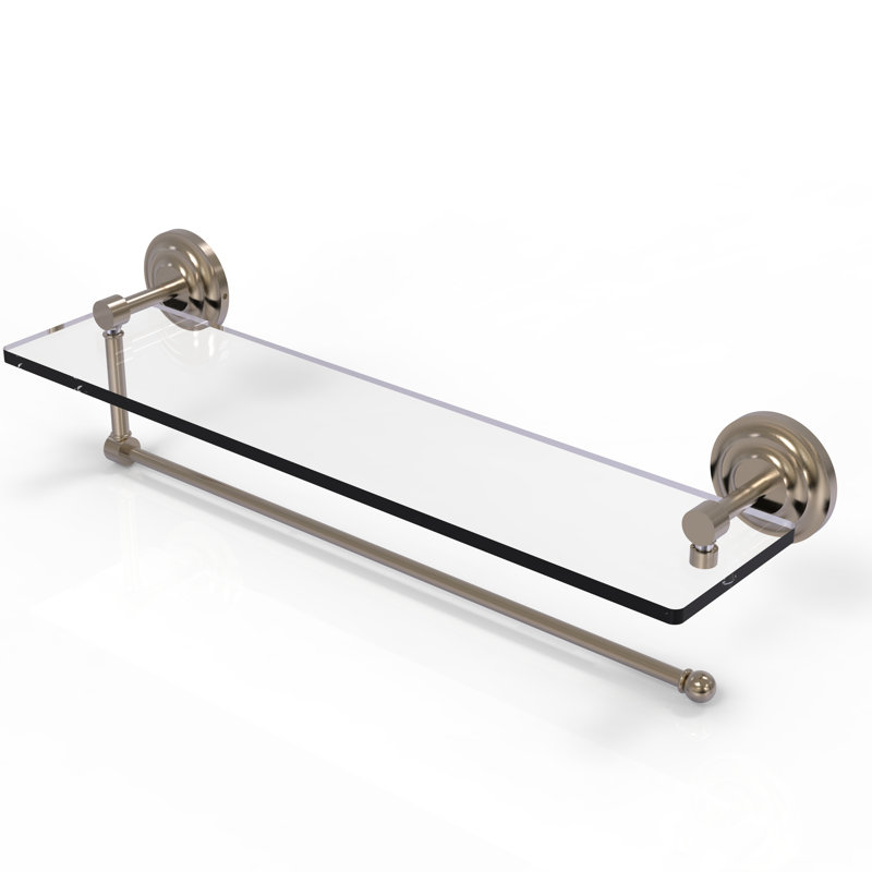 Meira Bracket Shelf with Towel Bar, Antique Pewter, 5" H x 16" W x 5" D