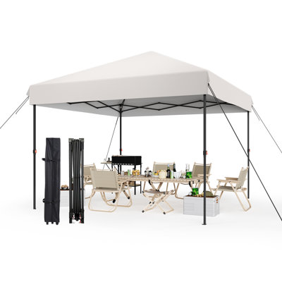 Heavy Duty Pop Up Canopy Tent，Outdoor Sun Shelter Gazebo，Waterproof, One-Button Setup，White，3M x 3M