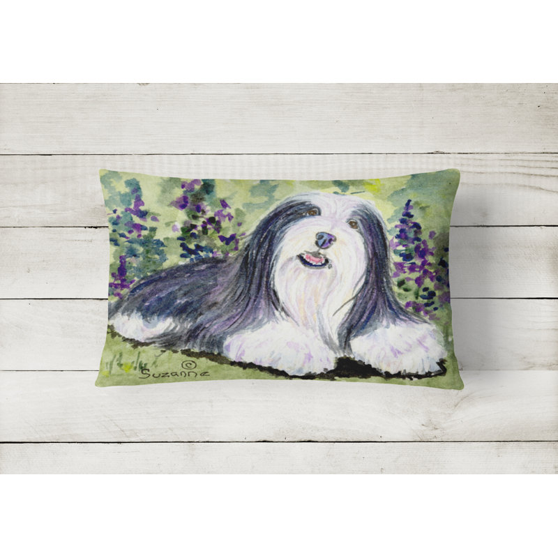 Bearded Collie Outdoor Reversible Throw Pillow