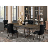 4 - Person Extendable Solid Wood Solid Wood Top Double Pedestal Dining Set