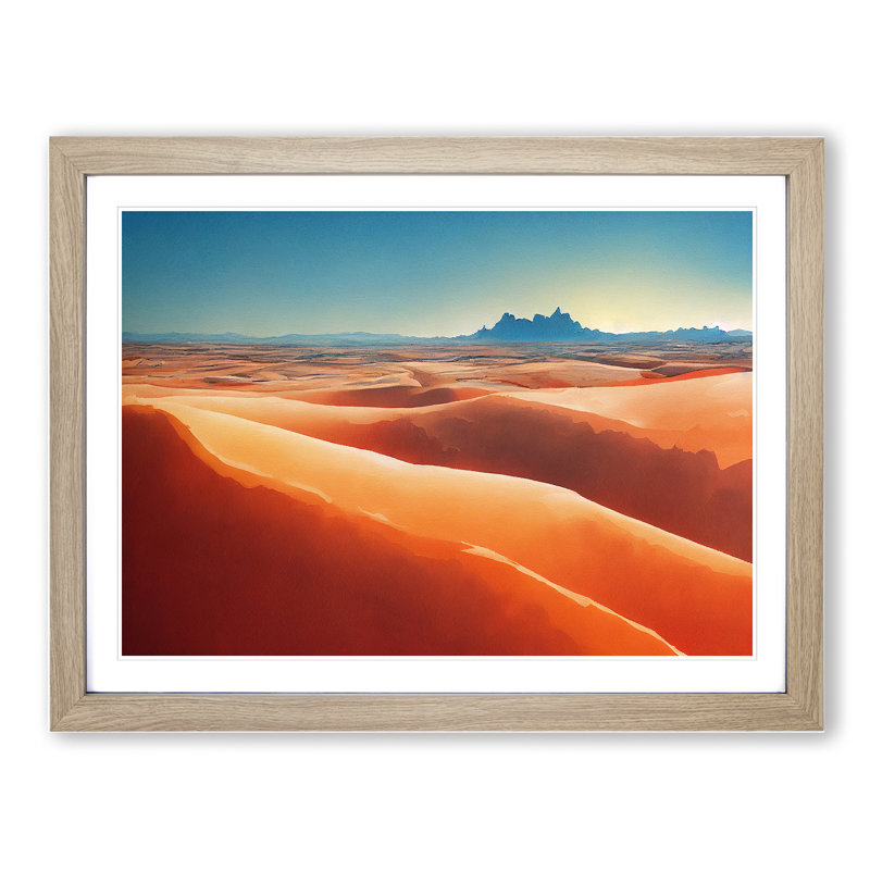 Watercolour Desert Vol.5 1 Piece Single Picture Frame Wall Art, 46cm H x 64cm W x 2cm D, Oak