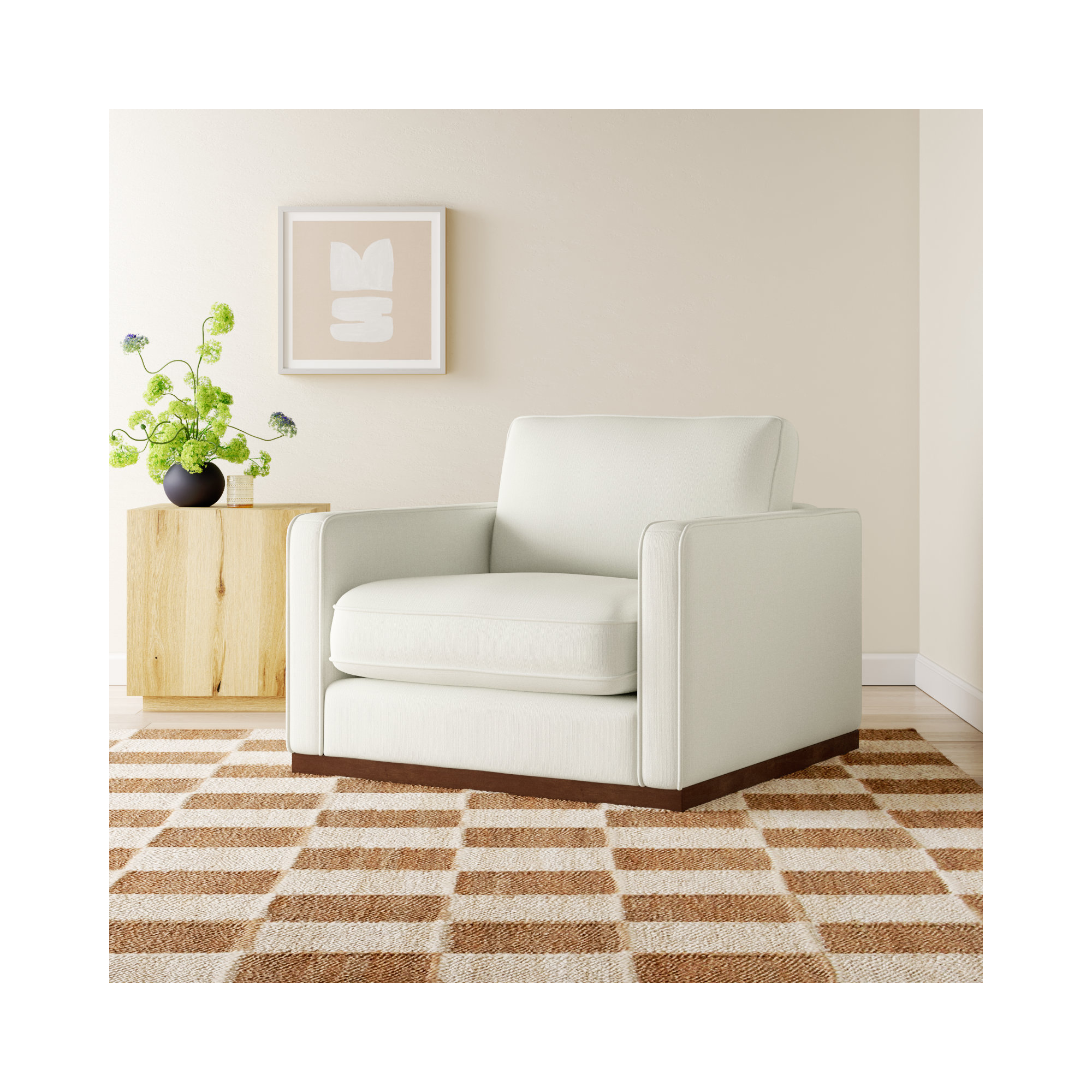 Bobbi 41'' Wide Upholstered Armchair, Flannigan Cotton Performance Weave