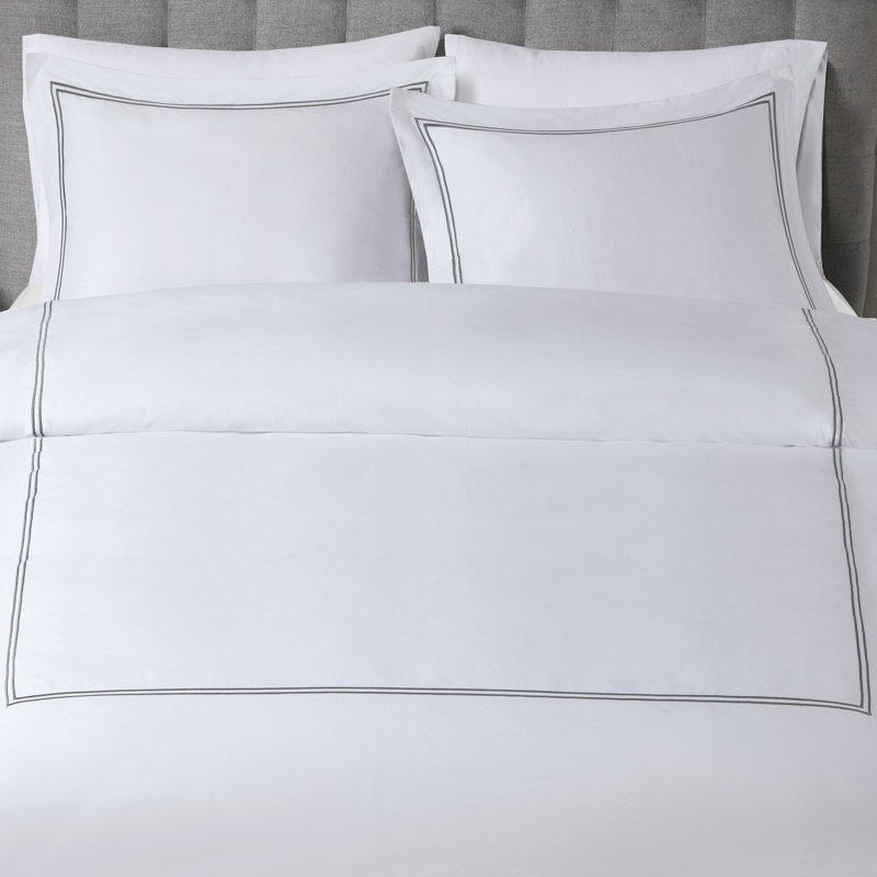 White and Grey Full Cotton Down Alternative Comforter Set