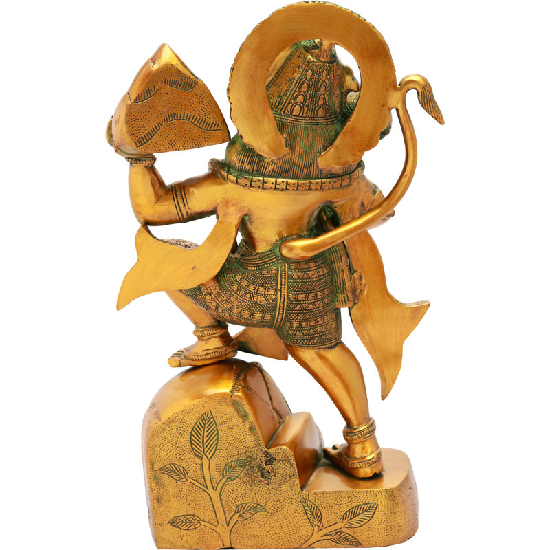 Handmade Statue Decorative Object, Greenish Gold