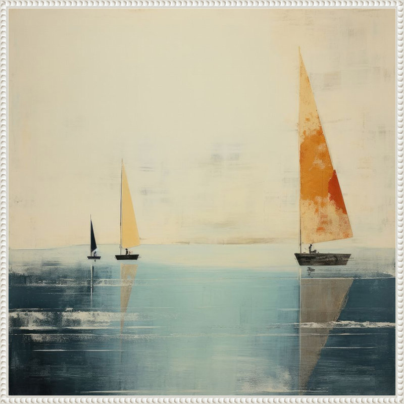 Impression sur toile encadrée, "Minimalist maritime bateaux II" par Irena Orlov, H 30 po x l 30 po