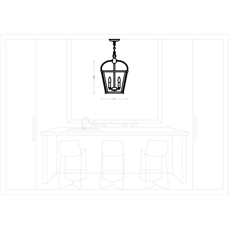 Charleston 4 - Light Pendant, Satin Brass, 29.88" H x 14.5" W x 14.5" D