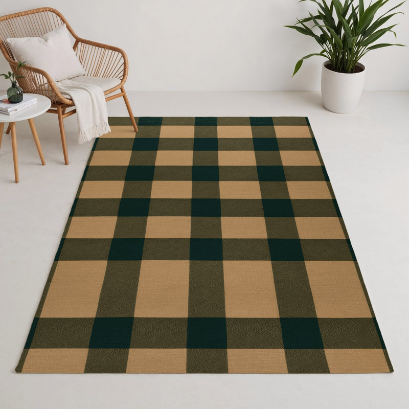 Tapis d'intérieur et d'extérieur à carreaux brun, Rectangle 9 pi x 12 pi