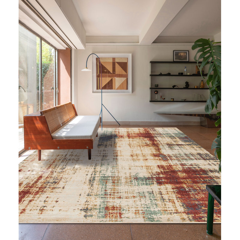Tapis rectangulaire en laine Shibori, Rectangle 8 pi x 10 pi