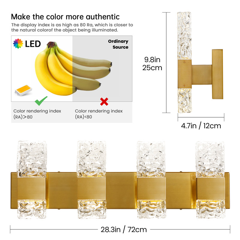 Luminaire de meuble-lavabo Luxcien, 4 lumières, Or