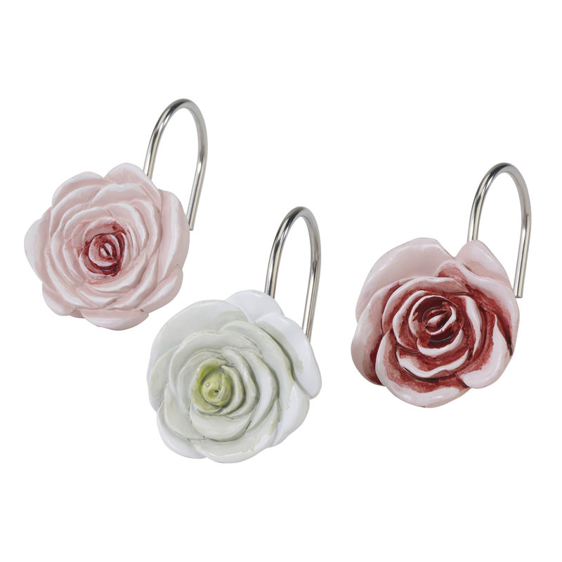 Floral Shower Curtain with Hooks Included