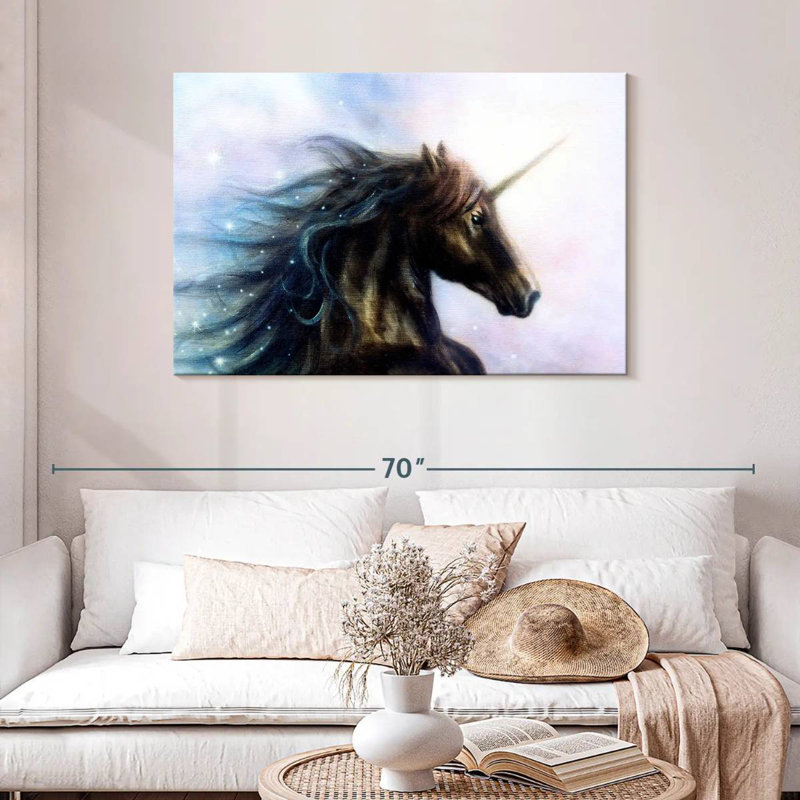 Kelan Black Unicorn, 30" H x 45" W