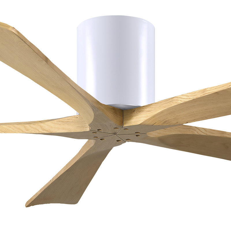 60" Irene 5-Blade Hugger Ceiling Fan with Wall Remote, 60", Polished Chrome, Light Maple Tone
