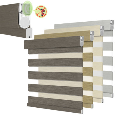 Store zébré occultant sans outil ni perceuse pour fenêtres, sans cordon, tissu en lin épais de qualité supérieure, durabilité, installation rapide, contrôle d'éclairage gratuit pour la maison, le bureau, stores à enroulement, blanc occultant, l 