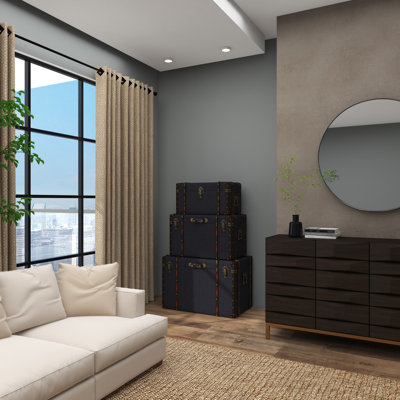 Ensemble de coffre décoratif en tissu avec revêtement à charnière bleu Accime