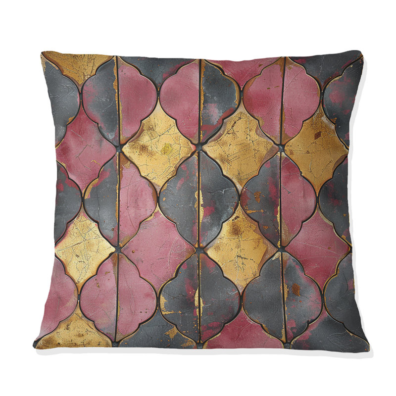 Motif de charme glamour rose doré I - oreiller champêtre, H 16 po x l 16 po, Carrée