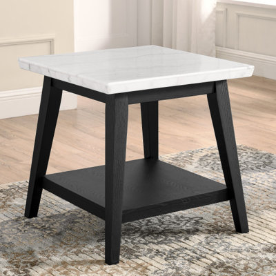 Table de bout en marbre véritable Glennon Antonica de 24 po de hauteur
