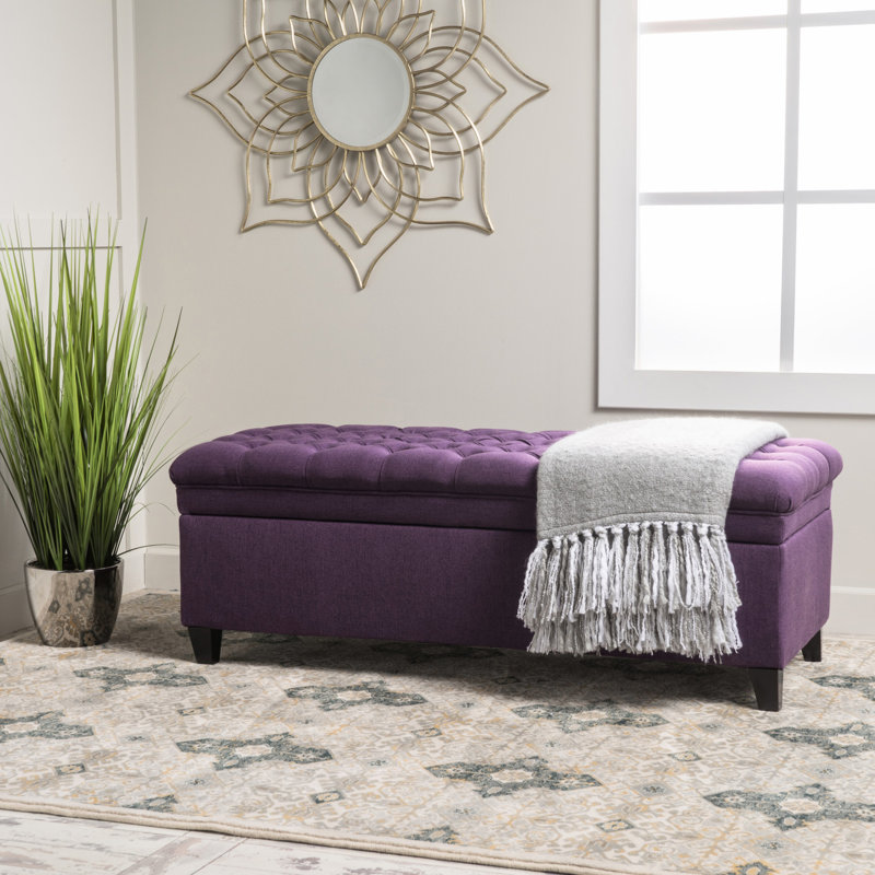 49,16 x P 20,57 x l 18,30 H mauve - Tissu, pieds de bouleau, pièce décorative avec tissu d'ameublement de rangement, article essentiel