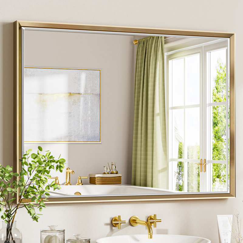 Miroir de salle de bain mural Lohoski, Or, 30 po x 40 po
