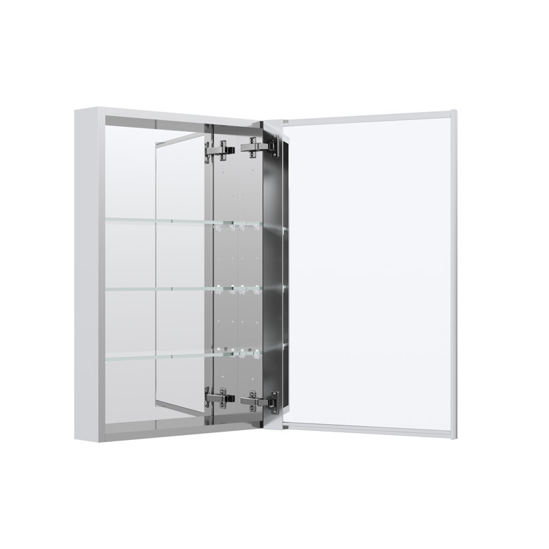 Armoire à pharmacie en aluminium l 20 po x H 30 po avec tablettes réglables et porte battante droite, 30"H x 20"W x 4.8"D
