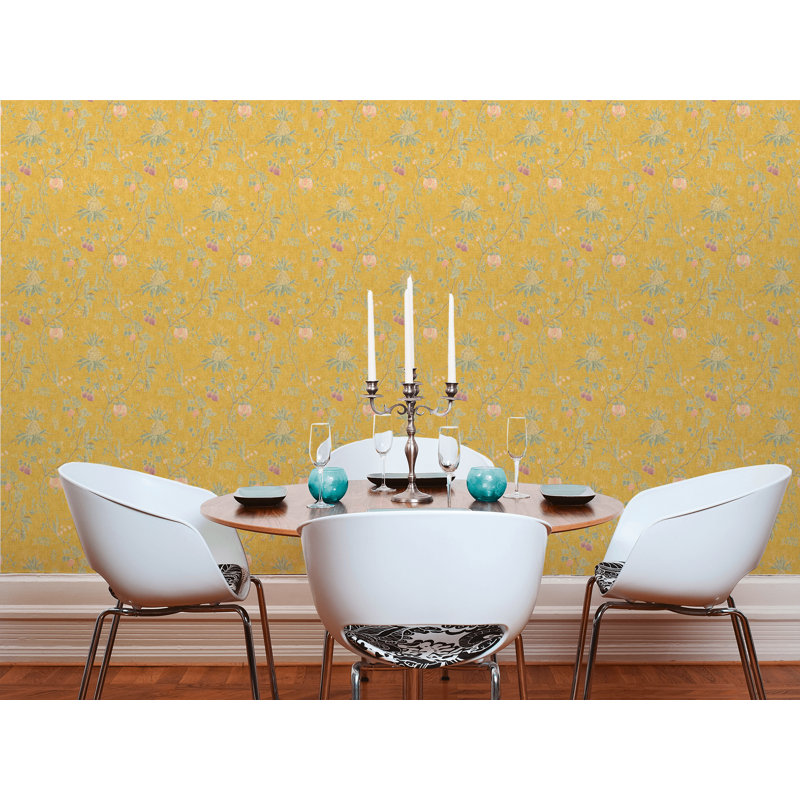 Ewing 10.05m x 53cm Textured Matte Wallpaper Roll, Yellow/Green