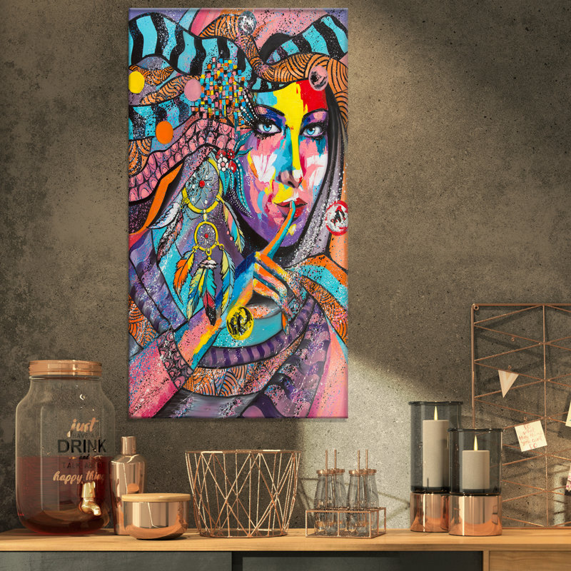 Portrait féminin-impression d’art graphique Glamour, H 32 po x l 16 po x P 1 po, Toile tendue
