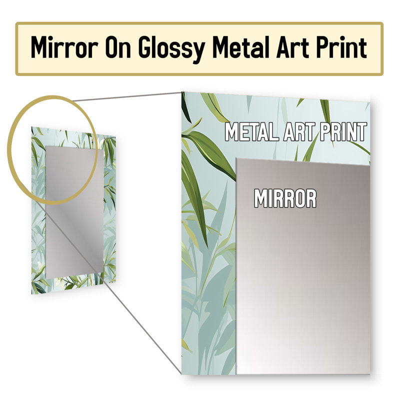 Anuthy Tropical Zen Bamboo - miroir mural décoratif tropical, miroir tropical, impression d'art en métal, 32 po x 24 po