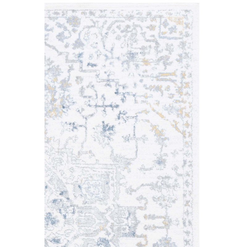 Tapis blanc / bleu Lowrey, Rectangle 9 pi x 12 pi