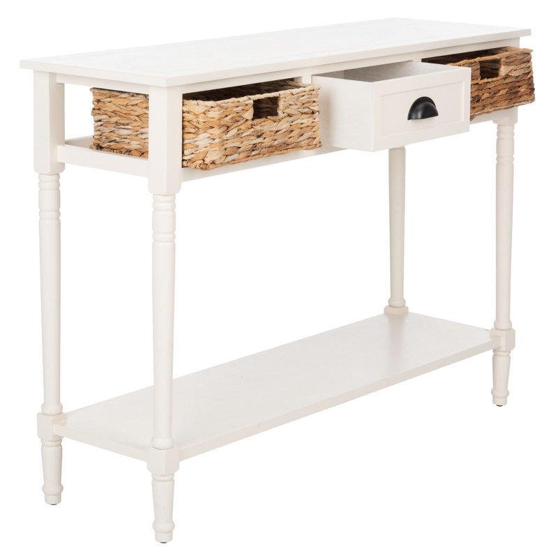 Console en bois massif 44,5 po Painswick, Blanc patiné