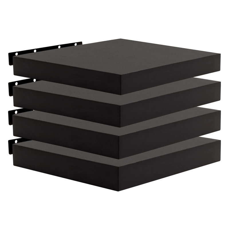 Gav 4 Piece Floating Shelf, Black, 3.8cm H x 25cm W x 22.9cm D