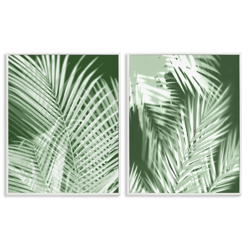 «Blured Green Palm Fronds», ensemble de 2 giclées encadrées par Melonie Miller, H 30 po x l 24 po