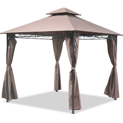 Large Garden Steel Patio Gazebo 9'9.4'' W x 9'9.4'' D x 9' H, Outdoor Canopy Shelter for Garden, Backyard, Events and Patio Shade Protection