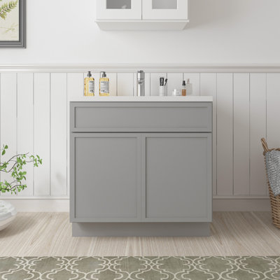 Colton 36" Freestanding Shaker Bathroom Vanity Cabinet with 2 Doors, No Countertop, Ready to Assemble, Gray