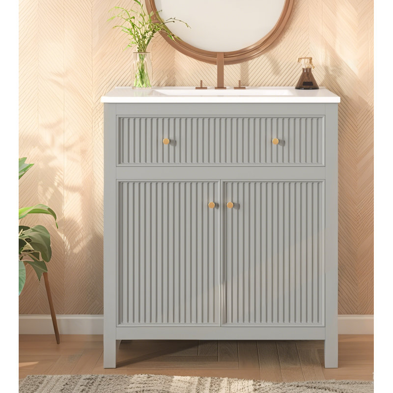 Meuble-lavabo moderne 30 po gris