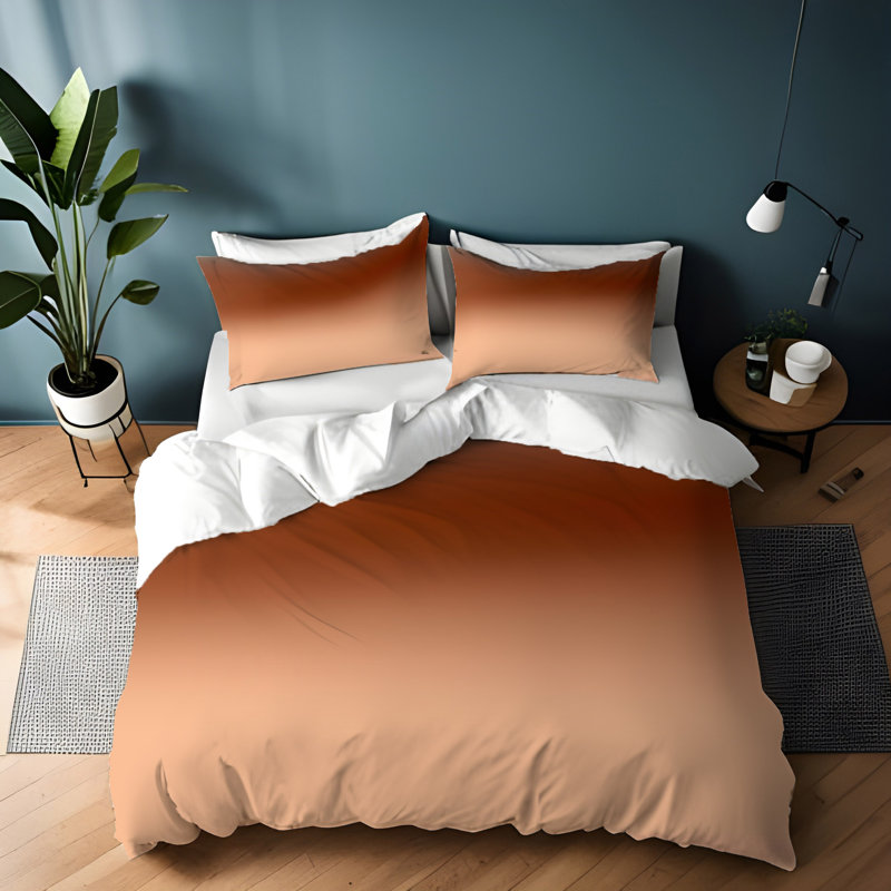 Polyester Ombre Duvet Cover, King Duvet Cover + 2 King Shams