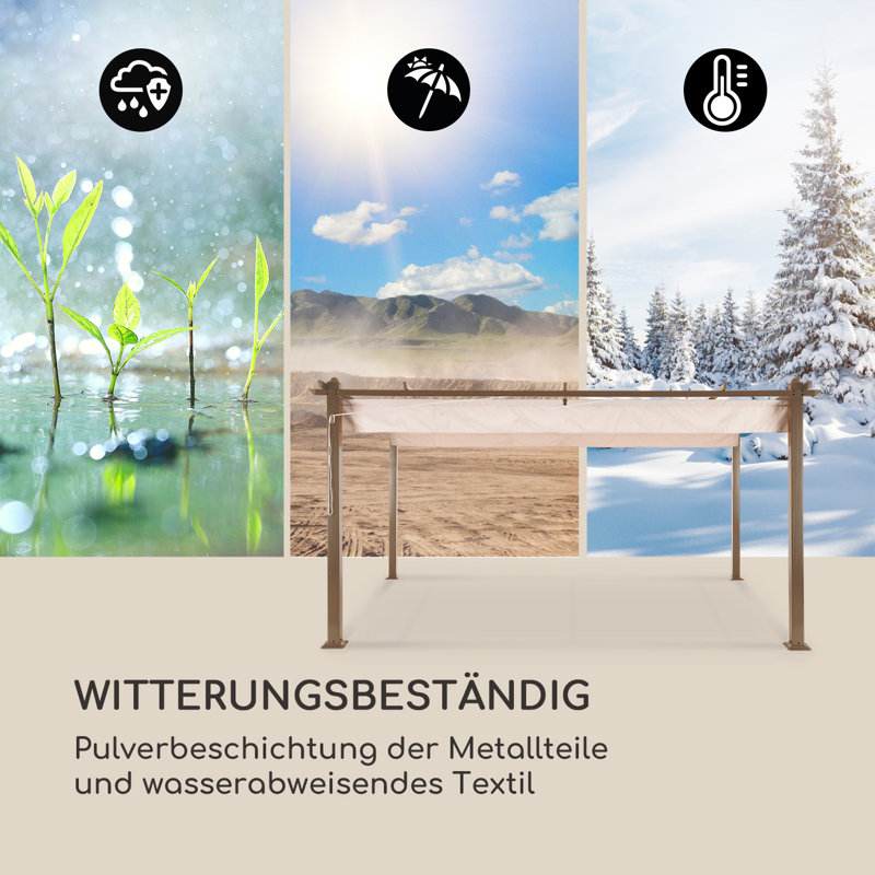 Pantheon 3m x 4m Aluminum Pergola, 230cm H x 395cm W x 295cm D, Brown/Pink