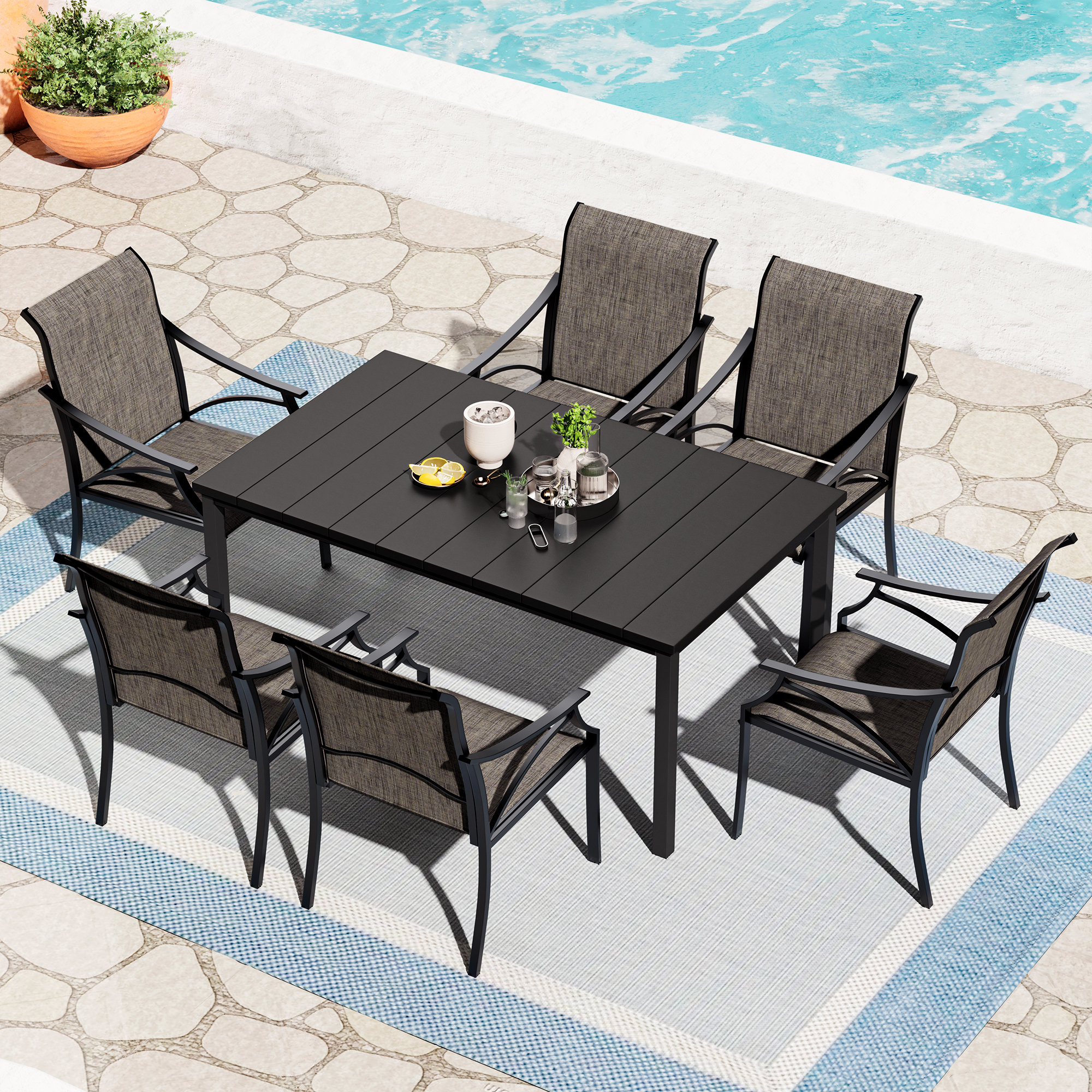 Red Barrel Studio® 7 Piece Outdoor Dining Set With Metal Frame | Wayfair